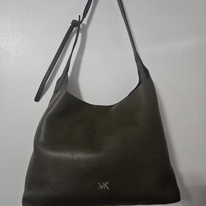 MICHAEL KORS Olive Green Leather Shoulder Hobo Bag